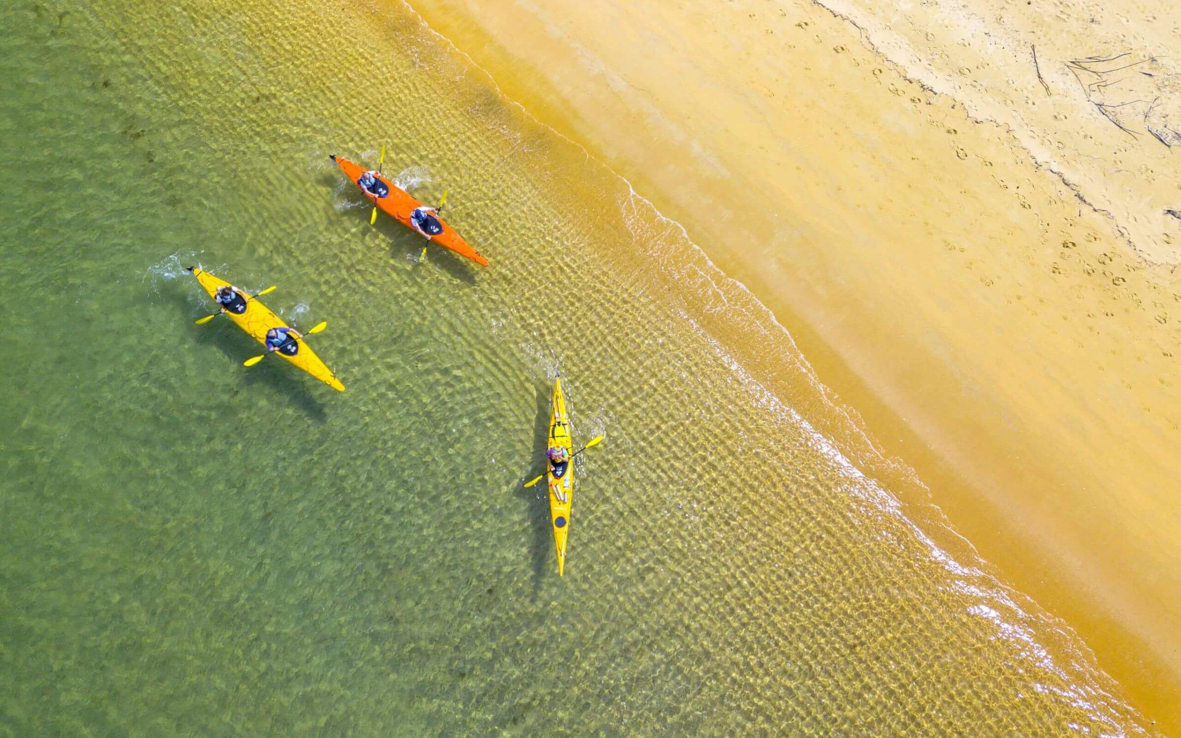 Kayakers at Onetahuti Abel Tasman by Kaiteriteri Kayaks