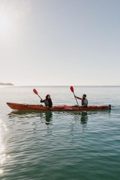 Zero carbon couple kayaking MSK Abel Tasman