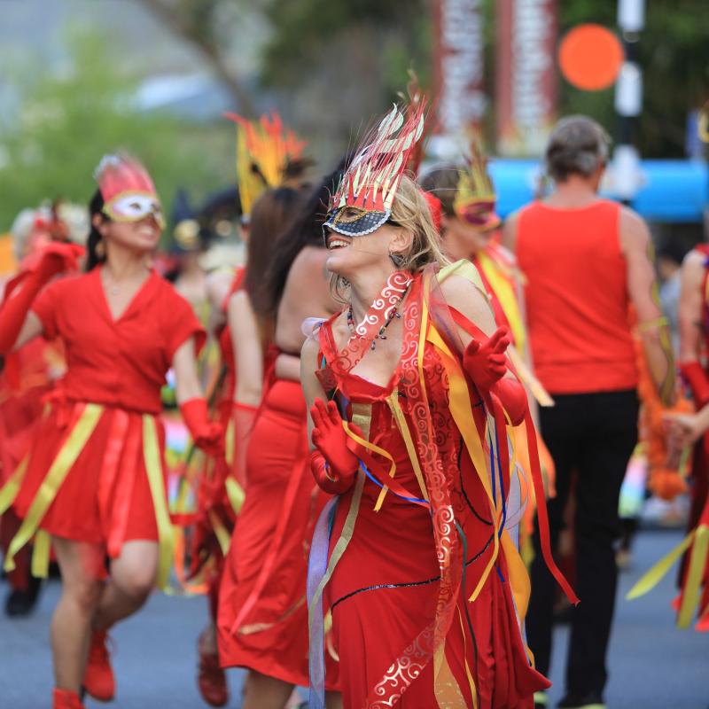 masked parade at nelson arts festival