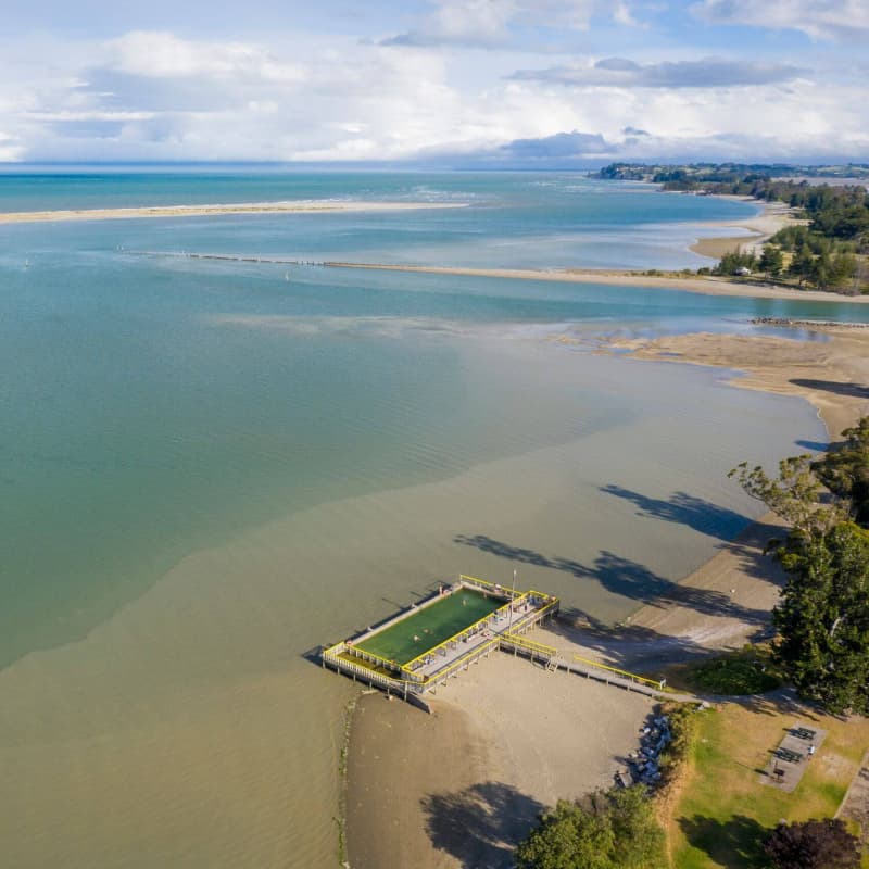 Nelson Tasman region's only saltwater baths lie on the Motueka foreshore.