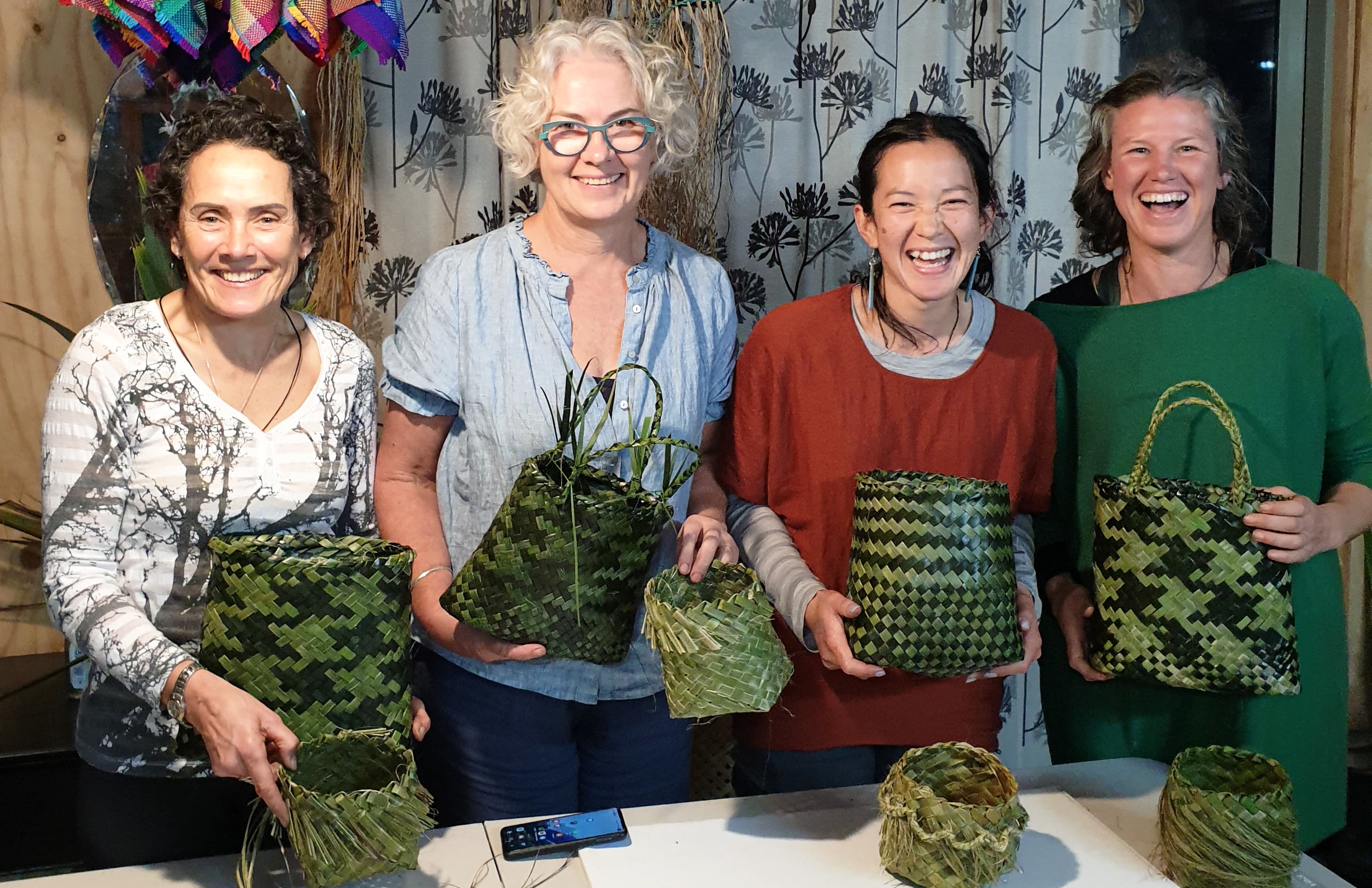 Harakeke Weaving Whakario workshop in Inangahua