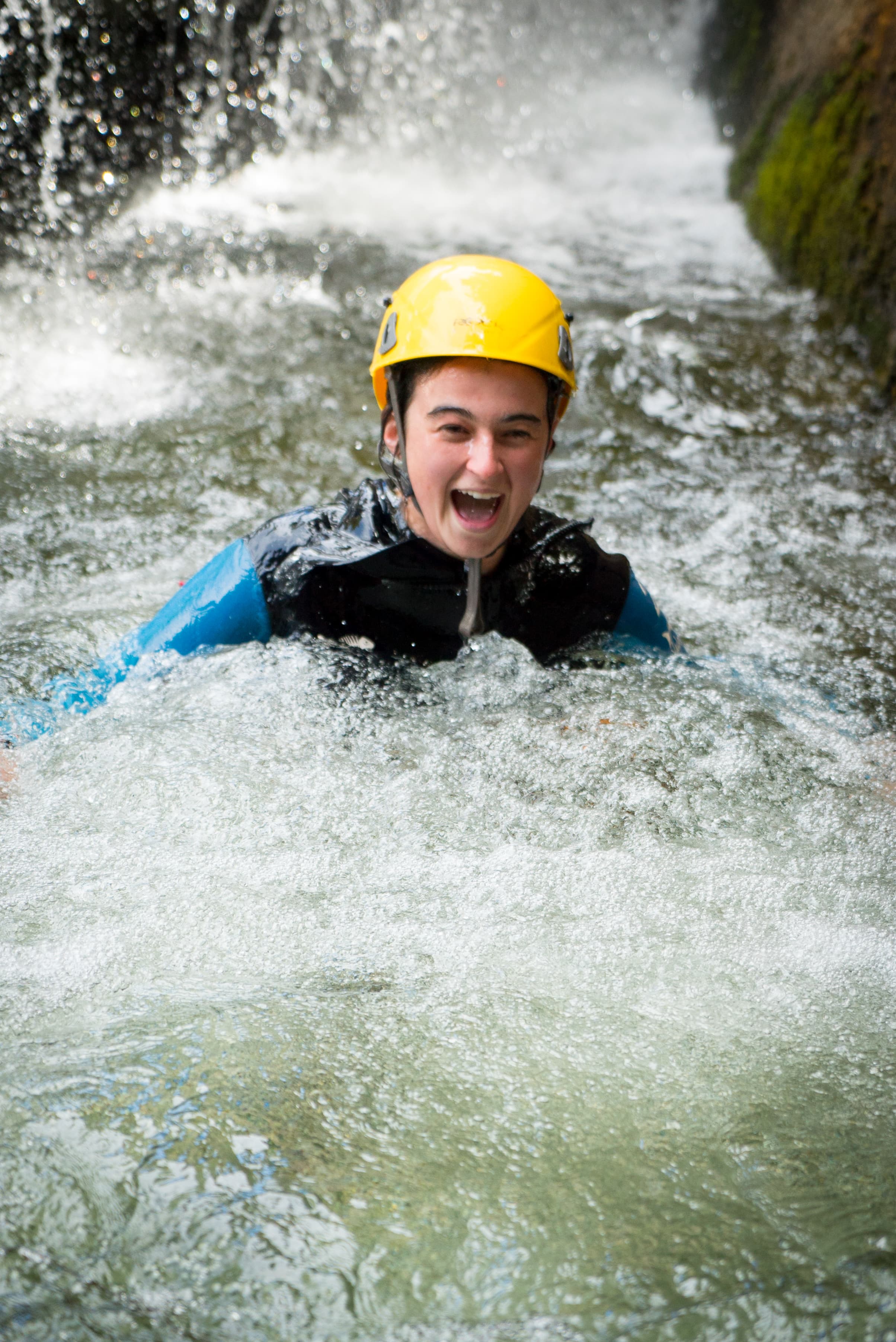 The reaction after an exhilirating slide.