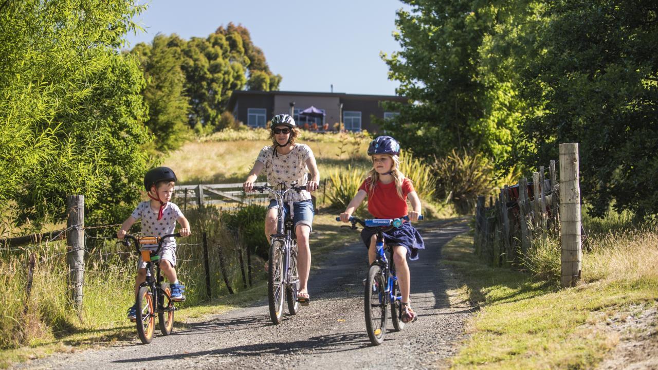 7 acres. Cycleway at bottom of property. Orchards, farm - handfeedable sheep.