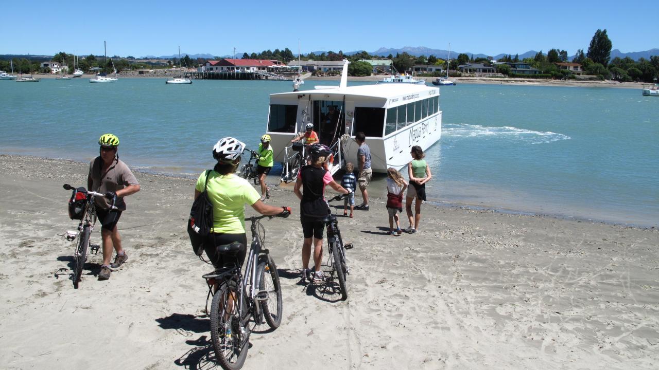 Boarding the Mapua Ferry at Rabbit Island