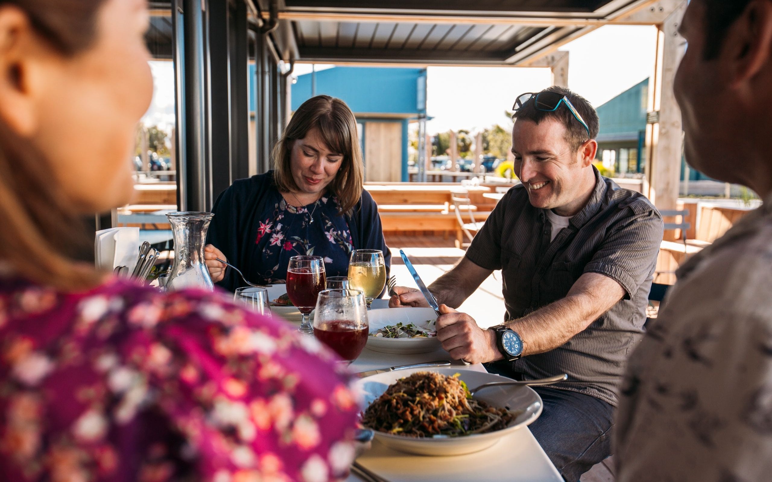 Dine at the water's edge in charming Māpua Wharf.