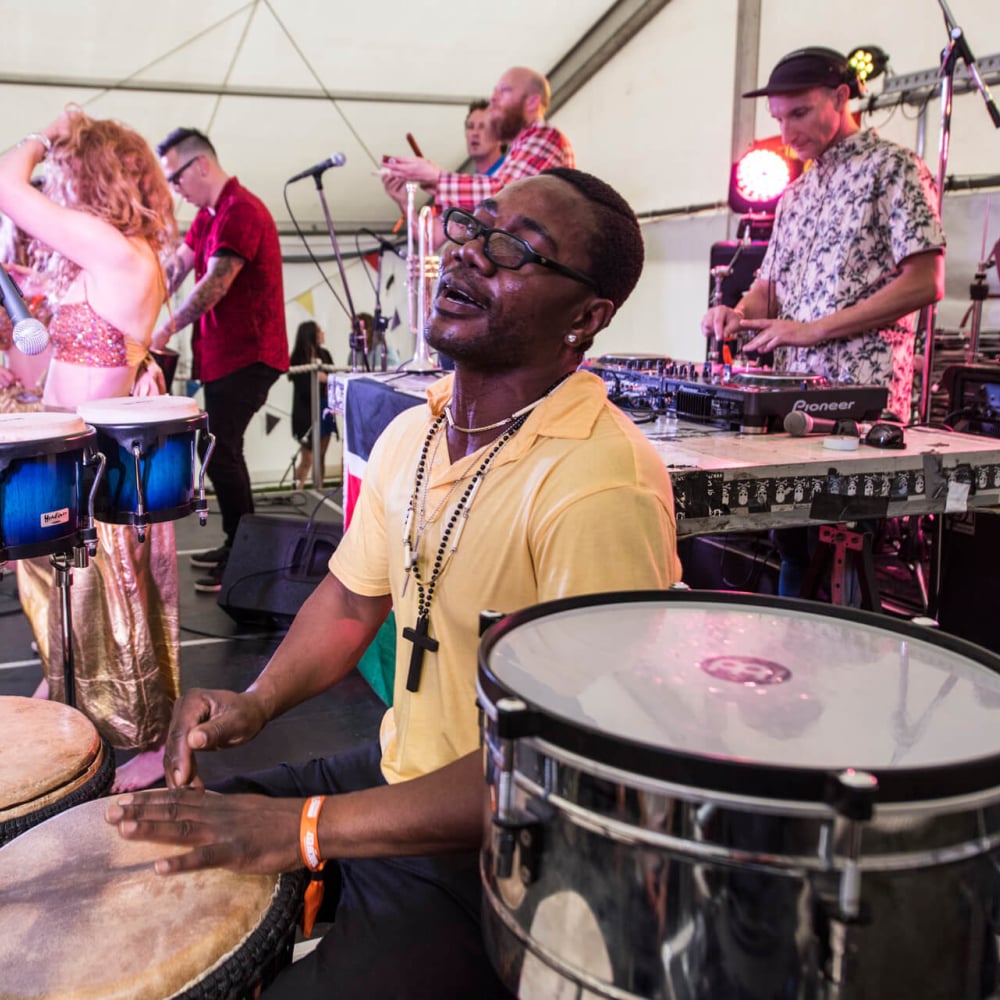 Live music at Marchfest at Founders Park in Nelson.