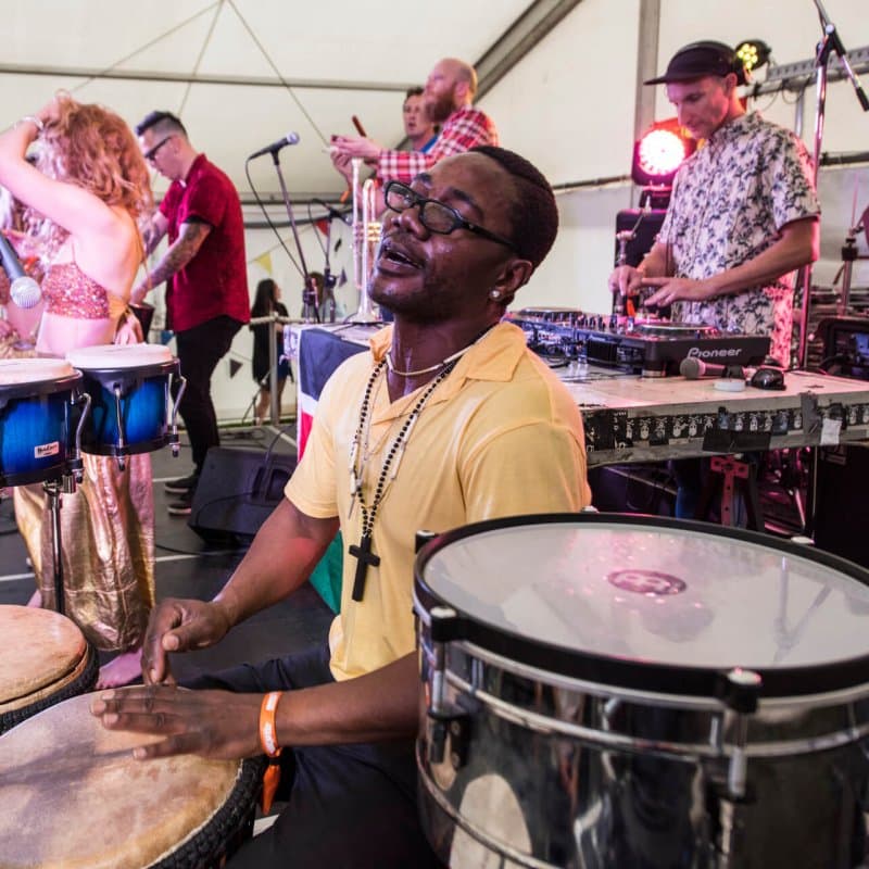 Live music at Marchfest at Founders Park in Nelson.